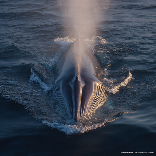 The Fin Whale's streamlined body and distinctive asymmetrical coloration make it one of the ocean's most elegant swimmers.