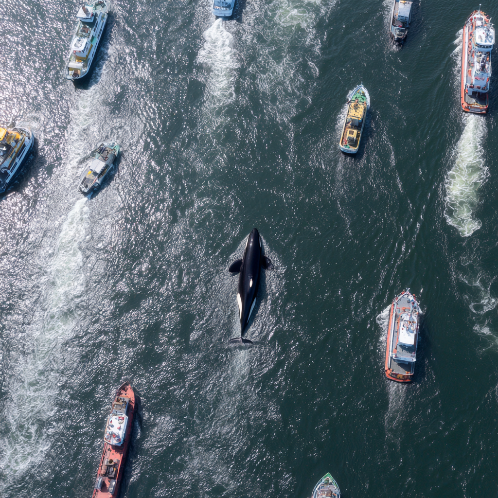 Surrounded: vessel traffic drowns the songs of the salmon hunters